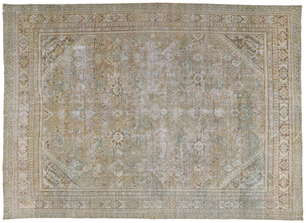 9' x 13' Distressed Antique Persian Mahal Rug