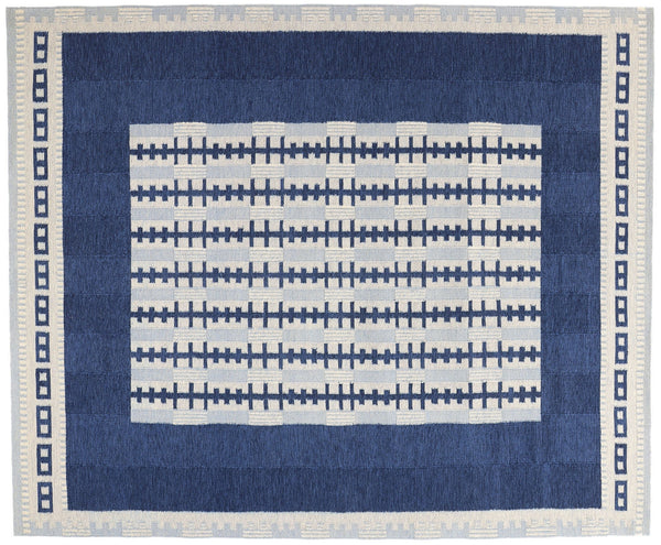 navy blue and light blue geometric kilim rug 