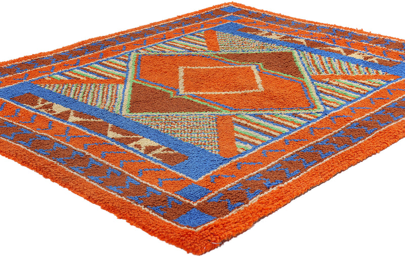 4 x 5 Vintage Southwest Sunrise American Hooked Rug 79015