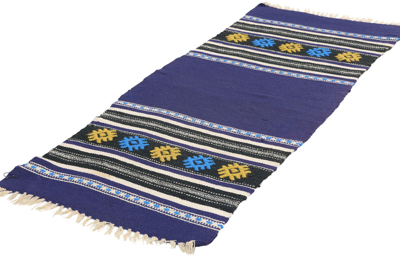 1 x 4 Vintage Blue Greek Kilim Rug 78798