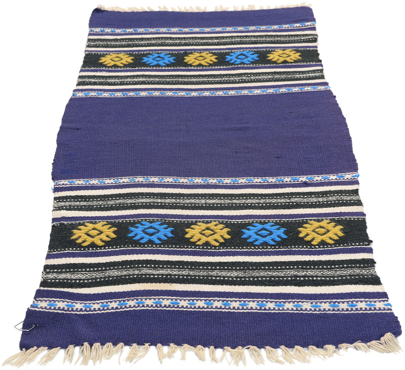 1 x 4 Vintage Blue Greek Kilim Rug 78798