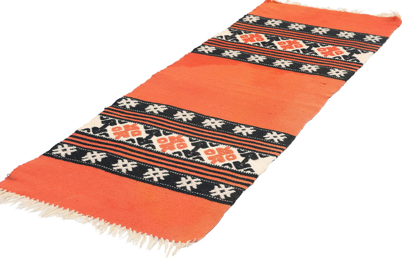 1 x 4 Vintage Orange Greek Kilim Rug 78797