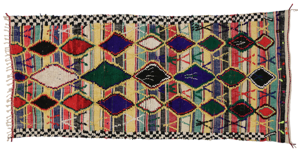 4'5" x 9'9" Vintage Moroccan Kilim Souf Rug